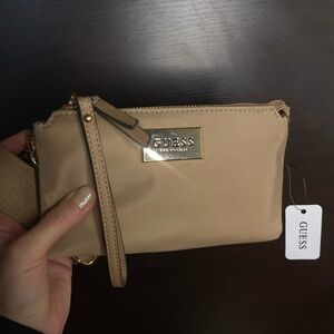 GUESS Beige Wristlet Clutch